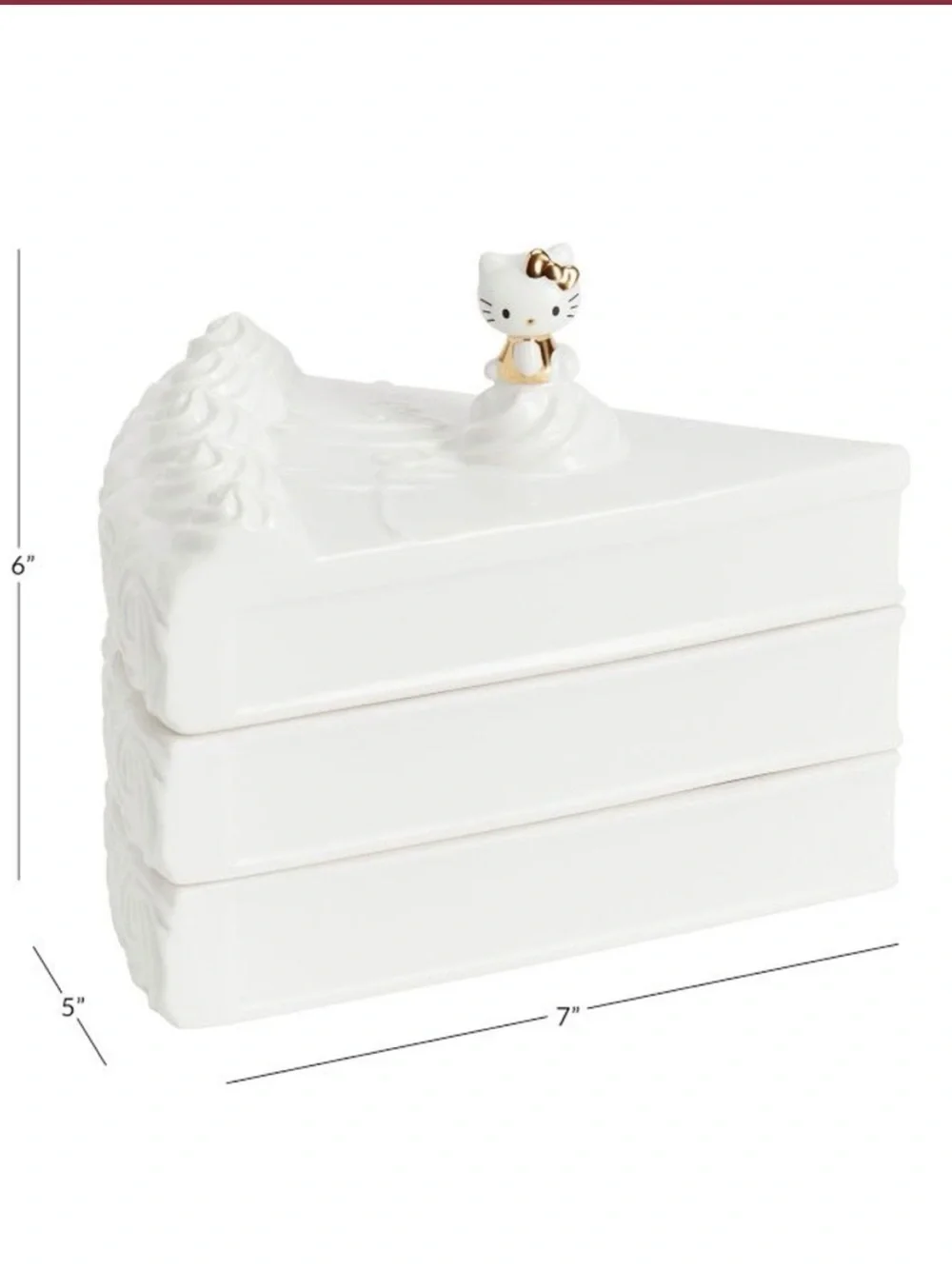 Pottery Barn Teen HELLO KITTY Porcelain 3 Tier Cake Jewelry Box White Gold RARE